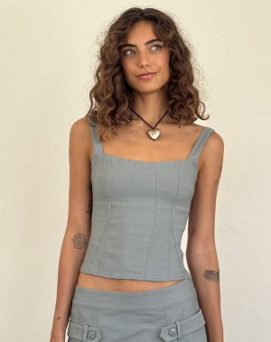 Motel Rocks Ailsa Tie Back Vest Dames Grijs | KFJ9887GZ