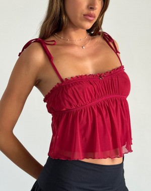 Motel Rocks Damaris Cami Tanktop Dames Rood Roze Rood | URN9719CO