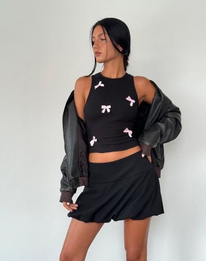 Motel Rocks Rave Top Vest Dames Zwart Roze | LIP8462EB