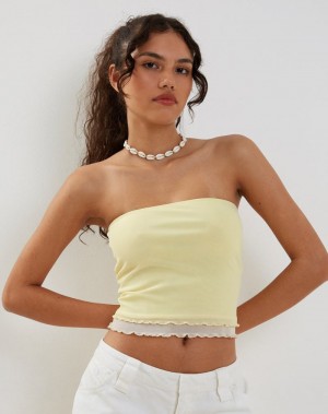 Motel Rocks Seka Mesh Bandeau Top Dames Geel | IUQ1570QG