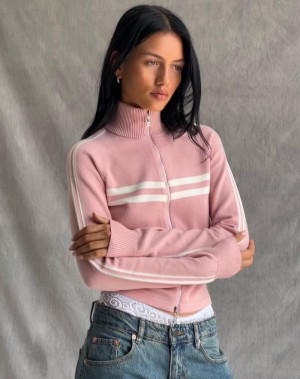 Motel Rocks Talisa Sportieve Zip Through Jassen Dames Roze | OHE5777BU