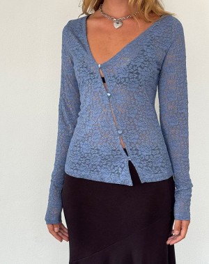 Motel Rocks Zatin Asymmetrical Cardigan Dames Blauw | LCX7764AO