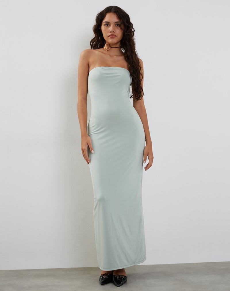 Motel Rocks Annalise Bandeau Slinky Maxi Jurk Dames Lichtblauw | FDA3782DL