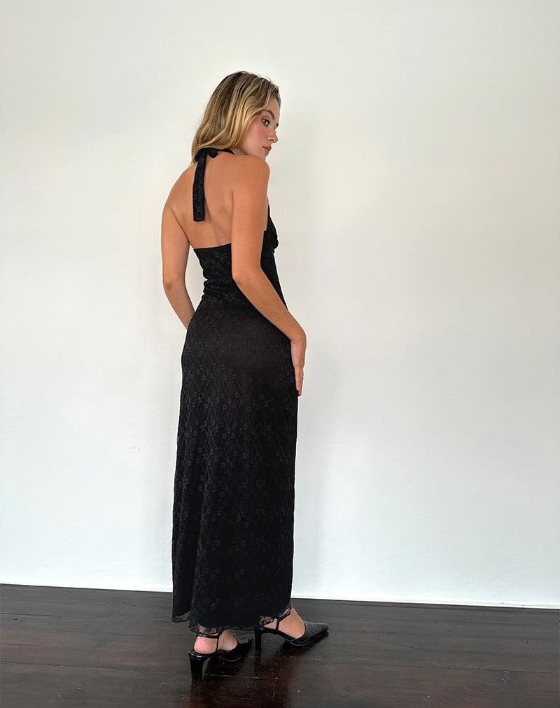 Motel Rocks Atma Halterneck Maxi Jurk Dames Zwart | RQO950KA