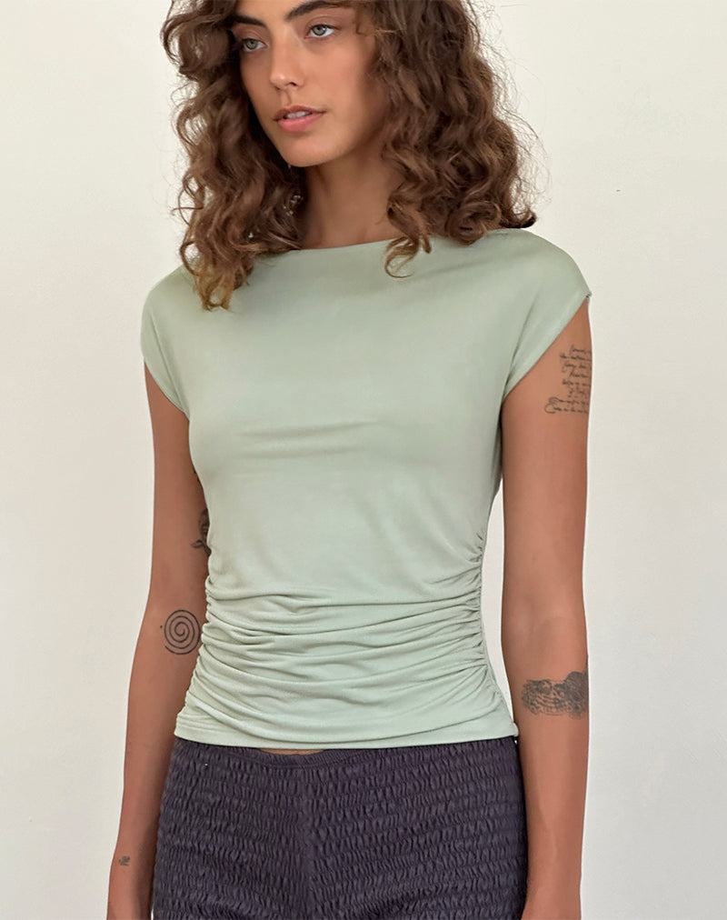 Motel Rocks Bentley Ruched T-shirts Dames Groen | BLD9178ZM