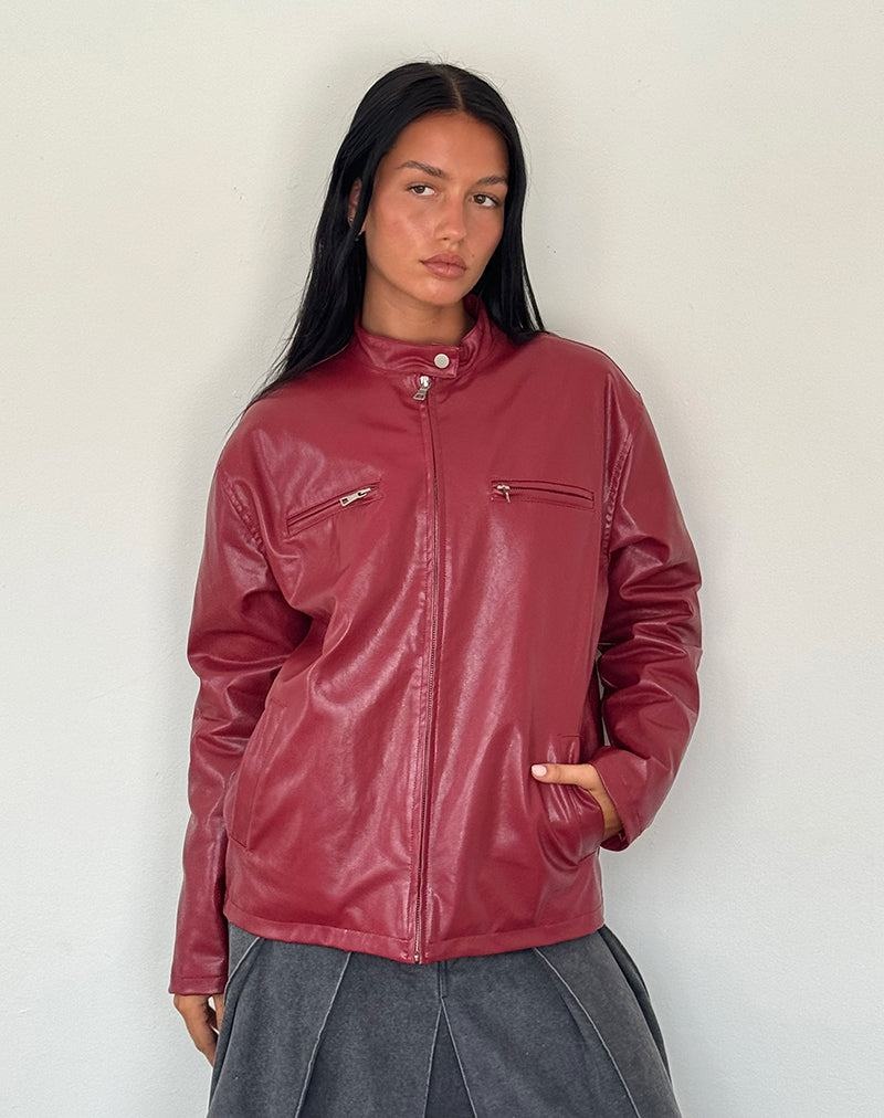 Motel Rocks Charlize Moto Bikerjack Dames Rood | VWQ9135QW