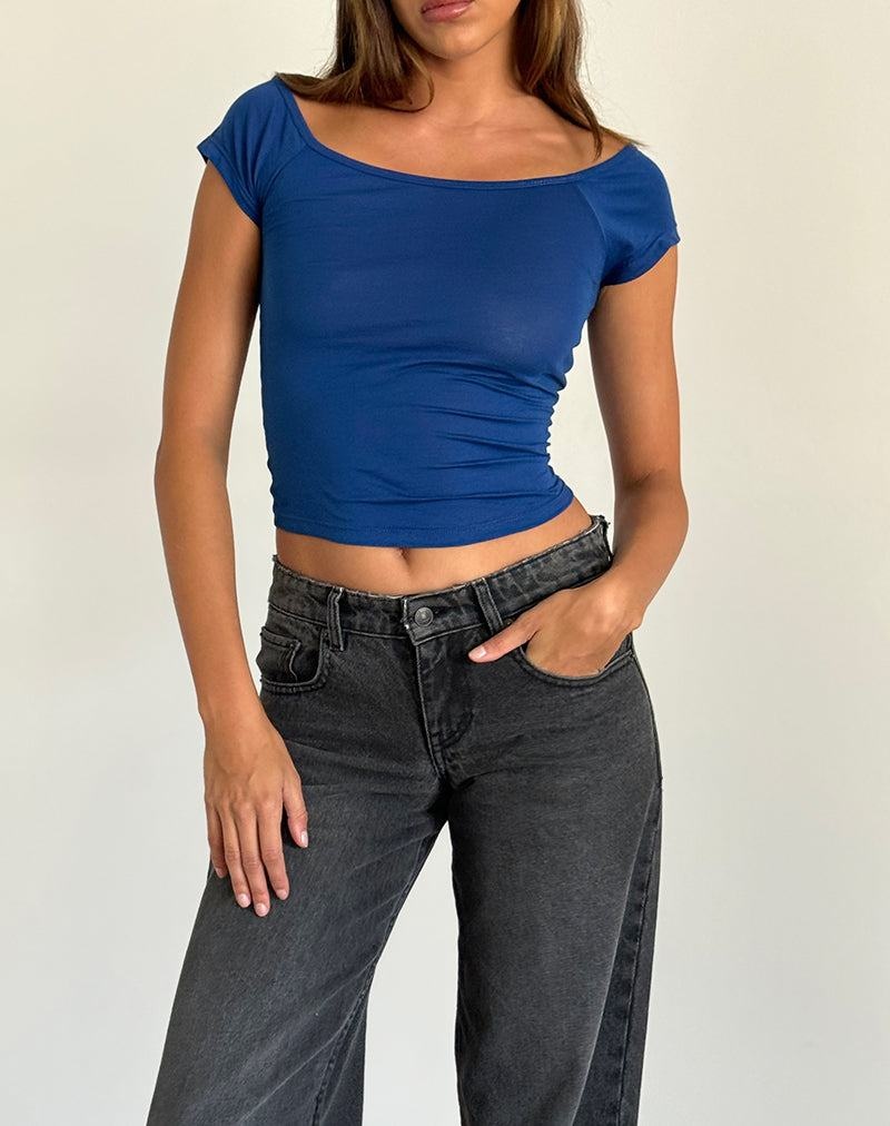 Motel Rocks Charya Off The Shoulder T-shirts Dames Blauw | GJF786GG