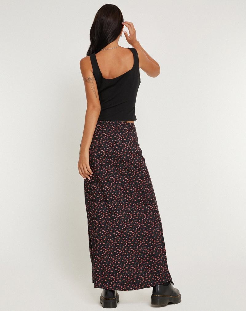 Motel Rocks Easton Maxi Rokken Dames Donkerroze Zwart | QPE957LJ