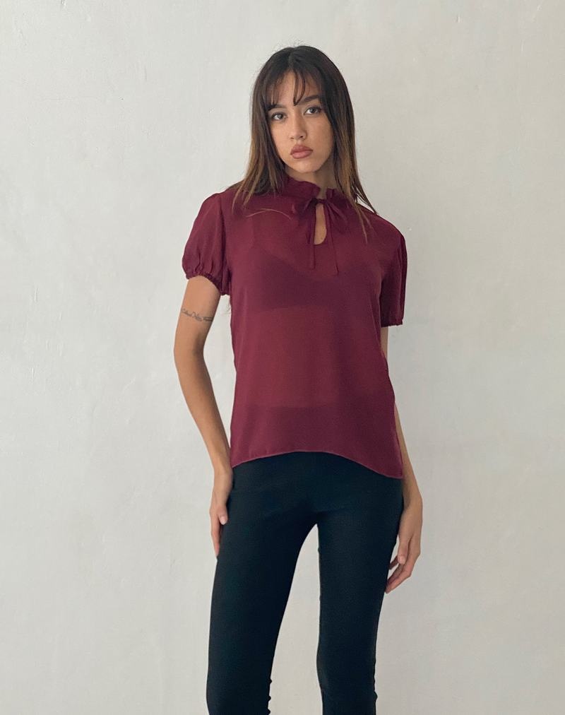 Motel Rocks Enzo High Neck Blouse Dames Rood | XCA5216UJ