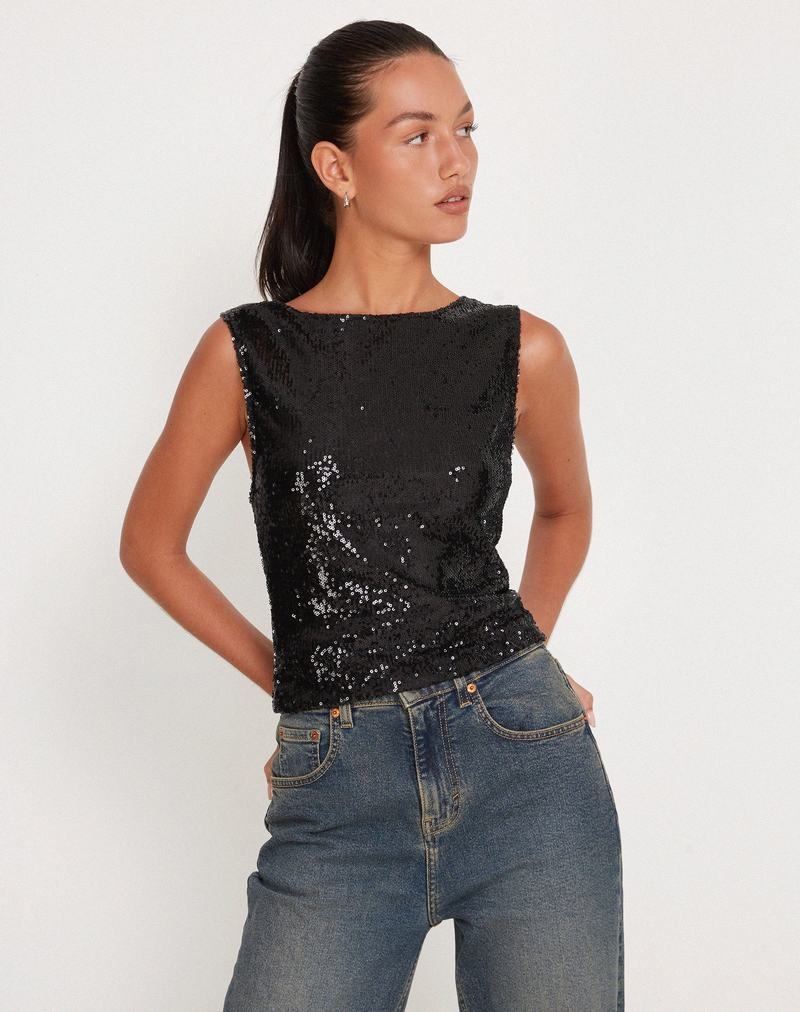 Motel Rocks Hala Crop Top Vest Dames Zwart | ITW4366DT