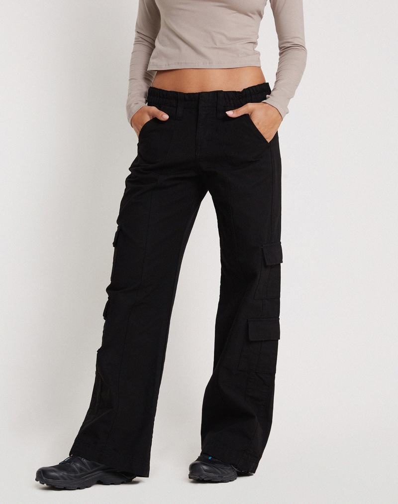 Motel Rocks Hansa Cargo Broek Dames Zwart | DVK4863HB