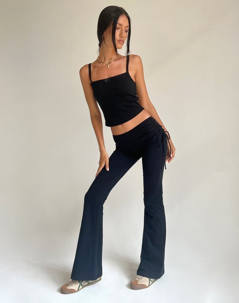 Motel Rocks Jacie Jersey Flare Broek Dames Zwart | KYG917YA