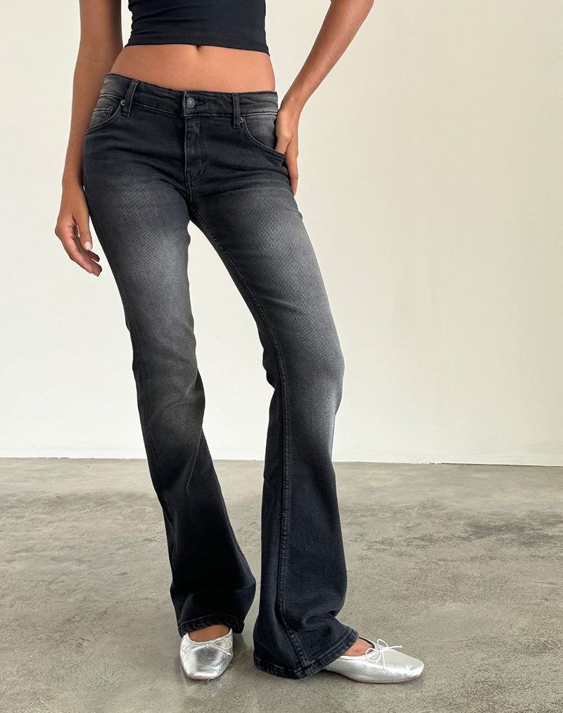 Motel Rocks Low Rise Flared Jeans Dames Zwart | OMK5023FY