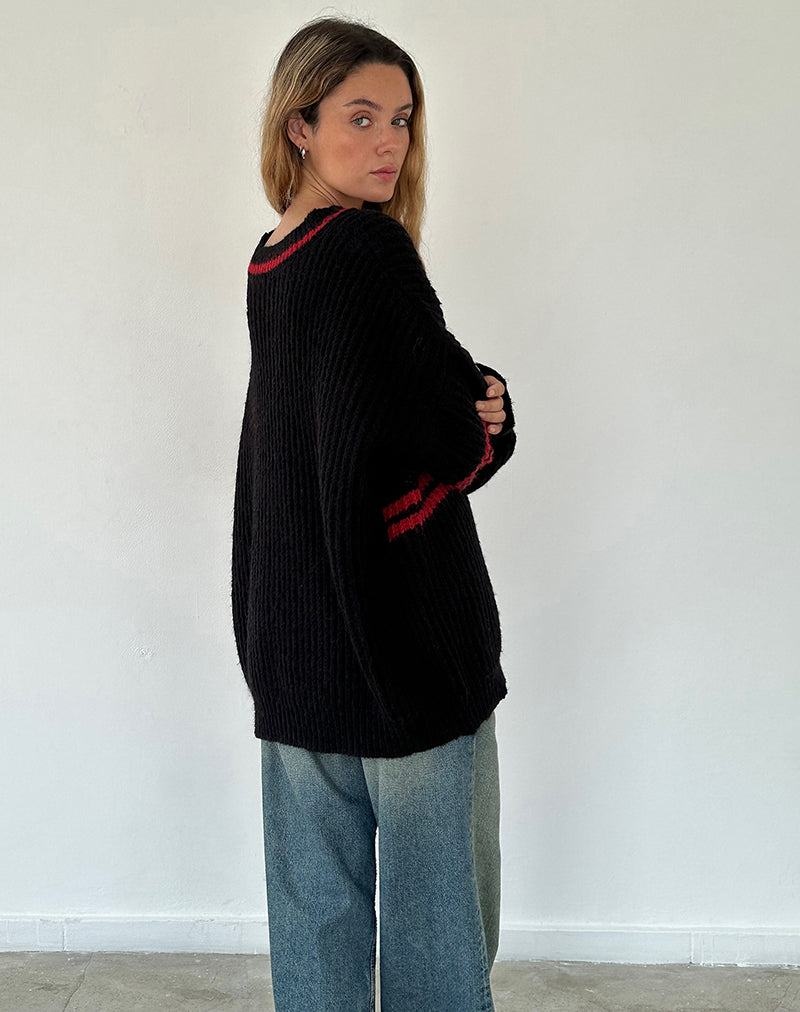 Motel Rocks Lulees Oversized Jumpers Dames Zwart Rood | LCX88JN