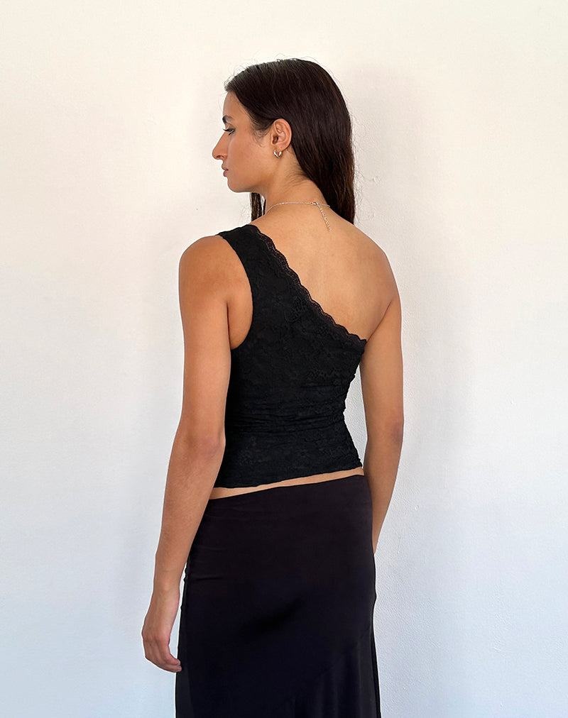 Motel Rocks Moira One Shoulder Kanten Vest Dames Zwart | TWC7346YJ