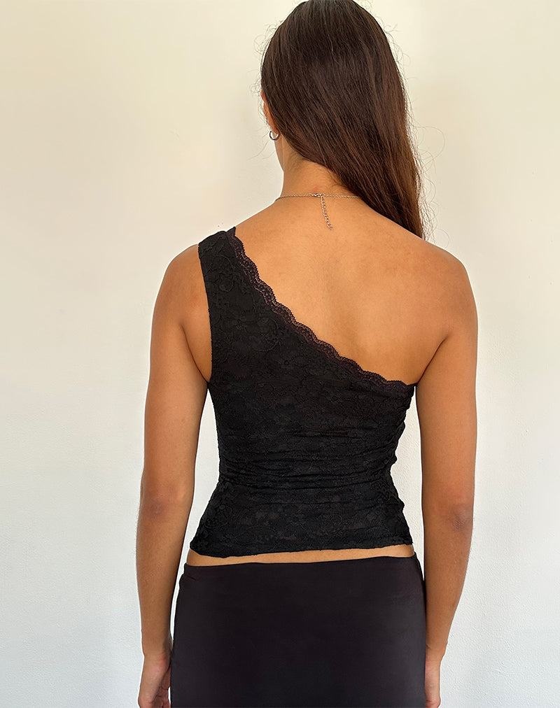 Motel Rocks Moira One Shoulder Kanten Vest Dames Zwart | TWC7346YJ