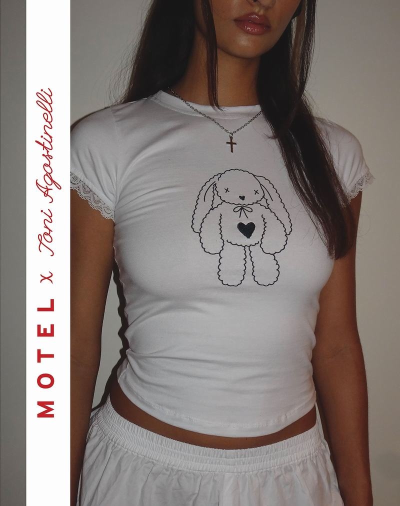 Motel Rocks Motel X Toni Agost Tattoo Izzy Tee T-shirts Dames Wit | DOA8920KL