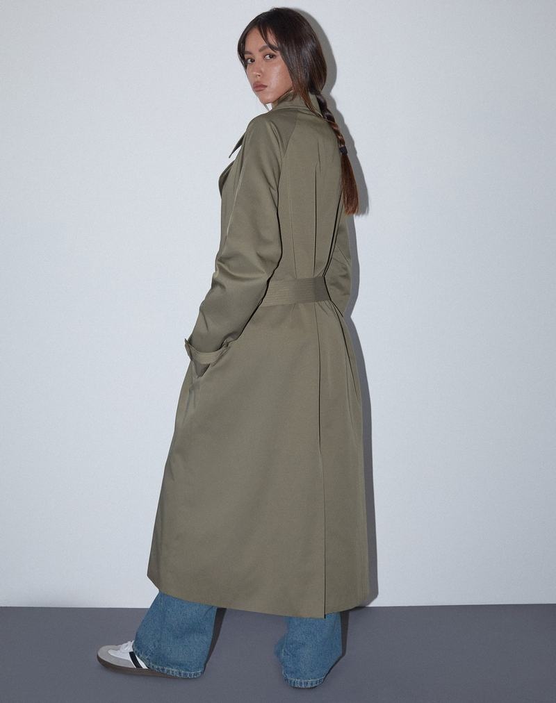 Motel Rocks Orcati Trenchcoat Dames Khaki | ONN8057KM