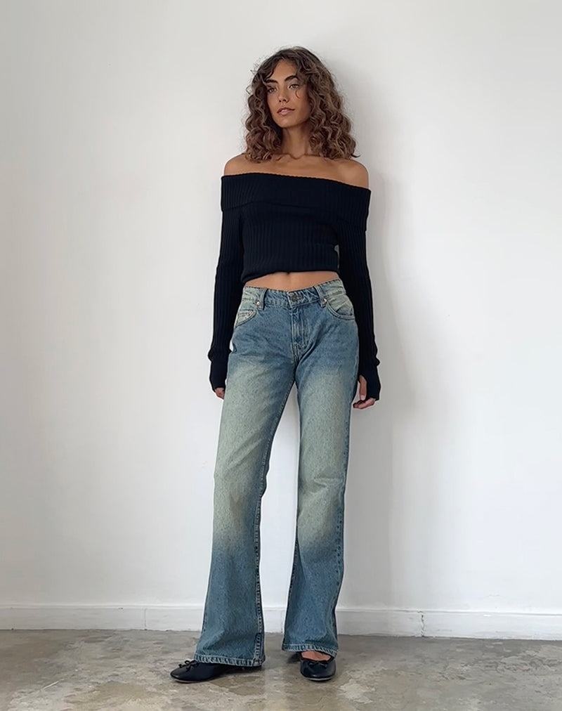 Motel Rocks Rigid Low Rise Flare Jeans Dames Groen | WSE5736WM