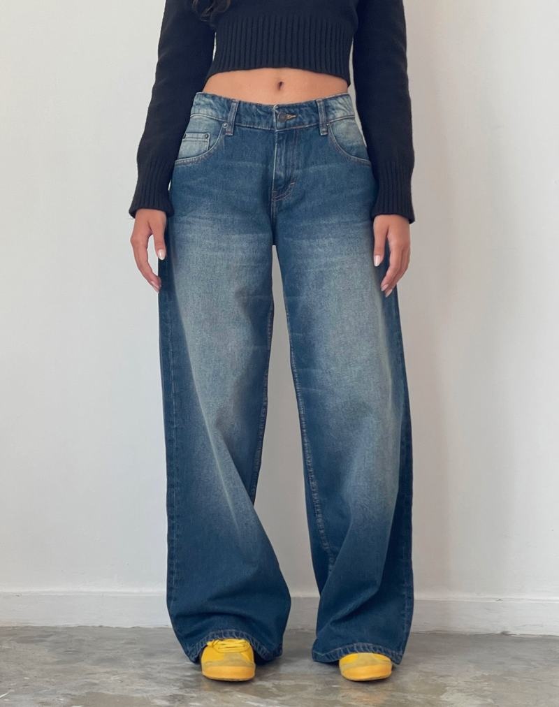 Motel Rocks Roomy Extra Brede Low Rise Jeans Dames Donkerblauw | KYA4387JU