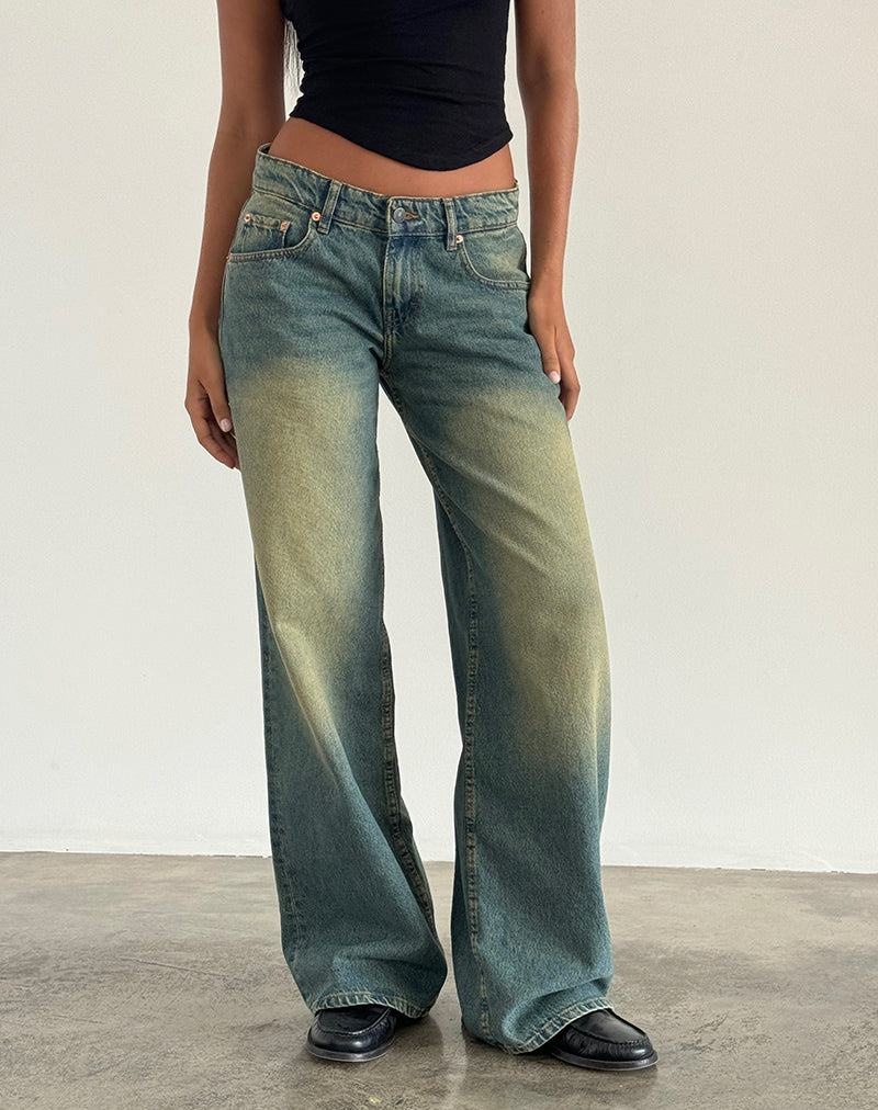 Motel Rocks Roomy Extra Brede Low Rise Jeans Dames Groen | ENH1543LN