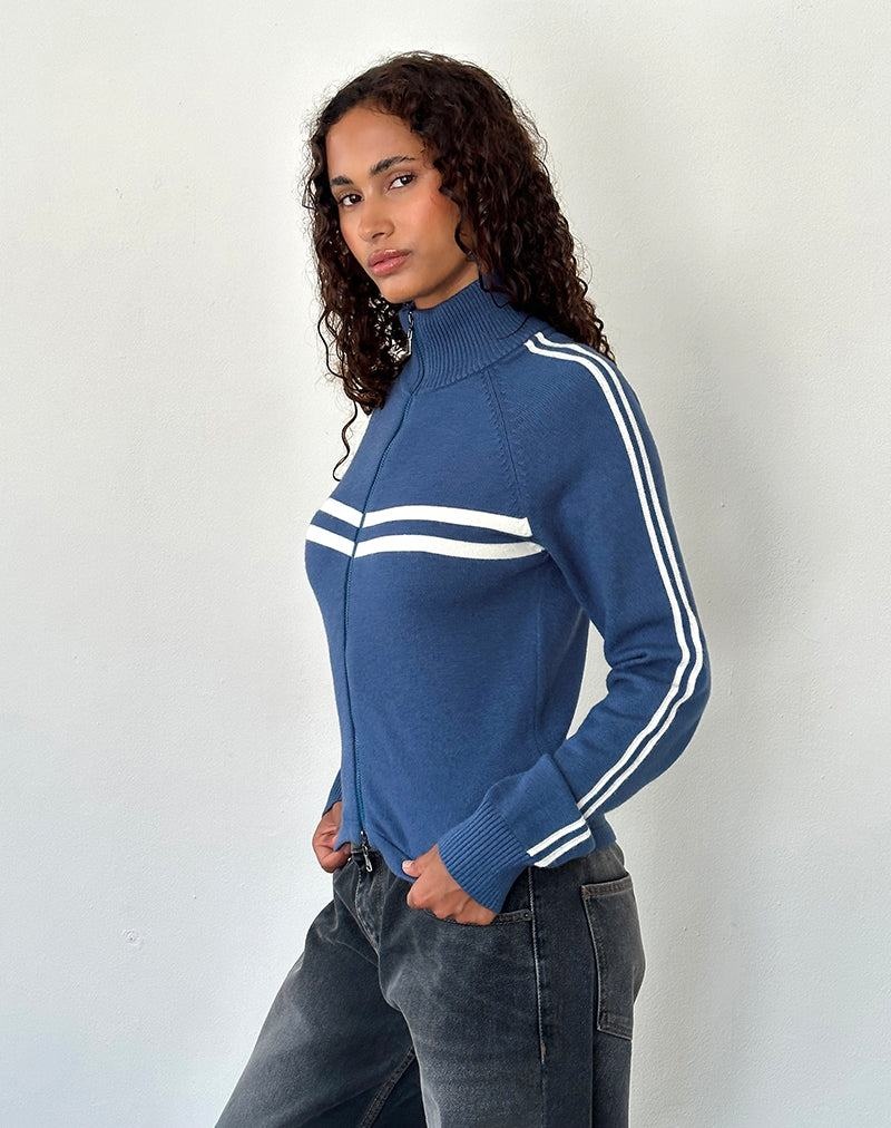 Motel Rocks Talisa Sportieve Zip Through Jassen Dames Donkerblauw Wit | IXN6096IE