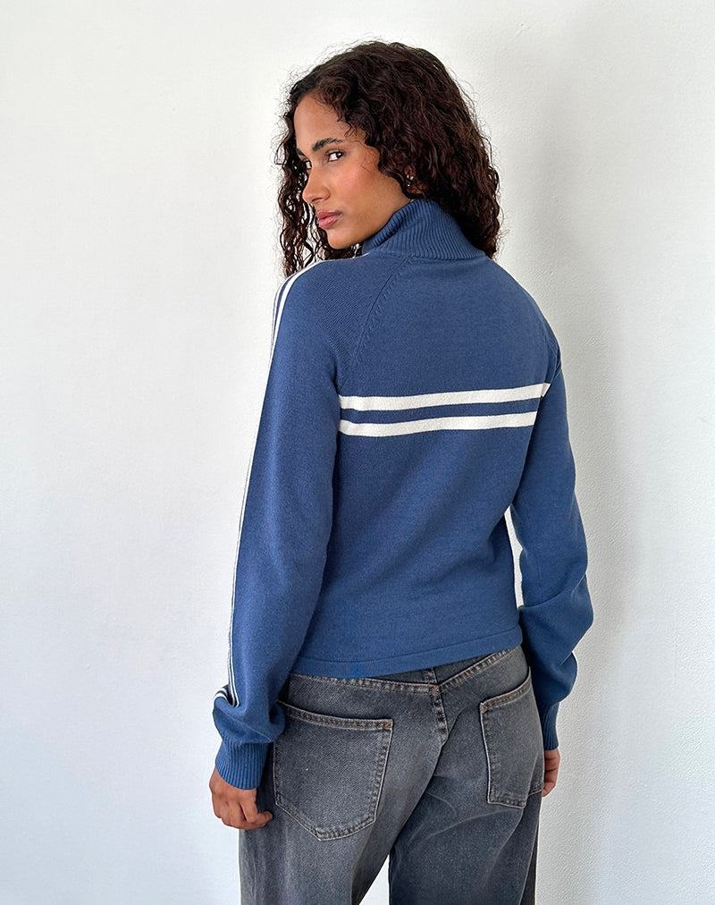 Motel Rocks Talisa Sportieve Zip Through Jassen Dames Donkerblauw Wit | IXN6096IE